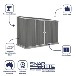 Absco 10 X 5ft Space Saver Metal Pent Shed - Grey -Keter Store 13440846 1184929185883642