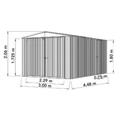 Absco 10 X 15ft Utility Workshop Apex Metal Shed - Zinc 2 Absco 10 X 15ft Utility Workshop Apex Metal Shed - Zinc -Keter Store 13440863 1074929163582140