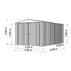 Absco 10 X 15ft Utility Workshop Apex Metal Shed - Green -Keter Store 13440865 2124929164214777