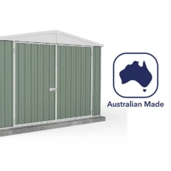 Absco 10 X 15ft Utility Workshop Apex Metal Shed - Green -Keter Store 13440865 2144929164554494