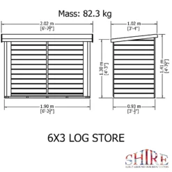 Shire Heavy Duty Log Storage 6x3ft -Keter Store 13508667 1694931996806905