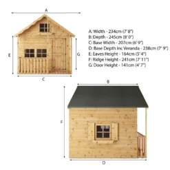 Country Living 7ft X 7ft Premium Sandon Double Storey Playhouse With Veranda Painted + Installation - Thorpe Towers Grey -Keter Store 13554916 1134949332024176