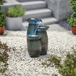 Stylish Fountain Glazed Trio Water Feature With LEDs -Keter Store 13846047 7854962028373355