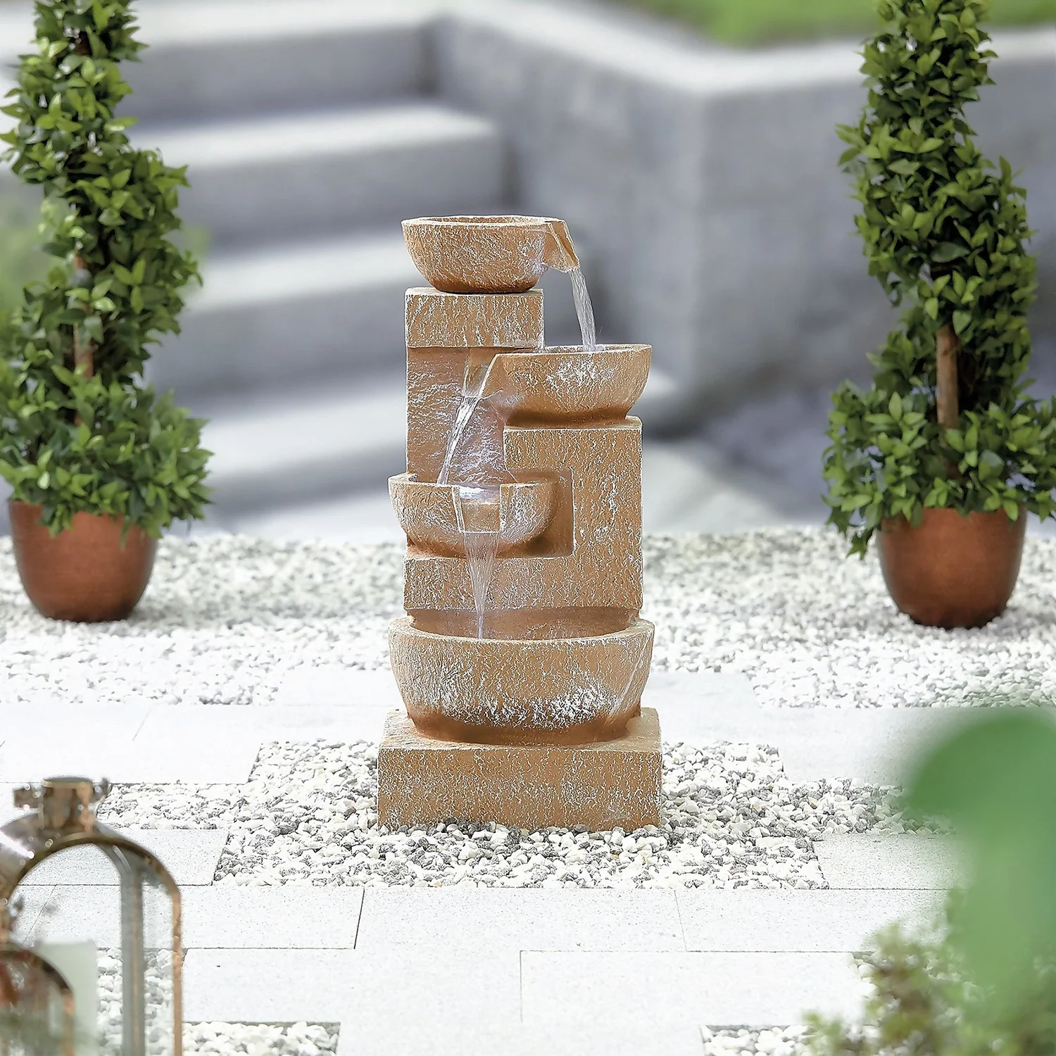 Stylish Fountain Sparkling Bowls Water Feature with LEDs Stylish Fountain Sparkling Bowls Water Feature With LEDs -Keter Store 13846048 2824971880480515
