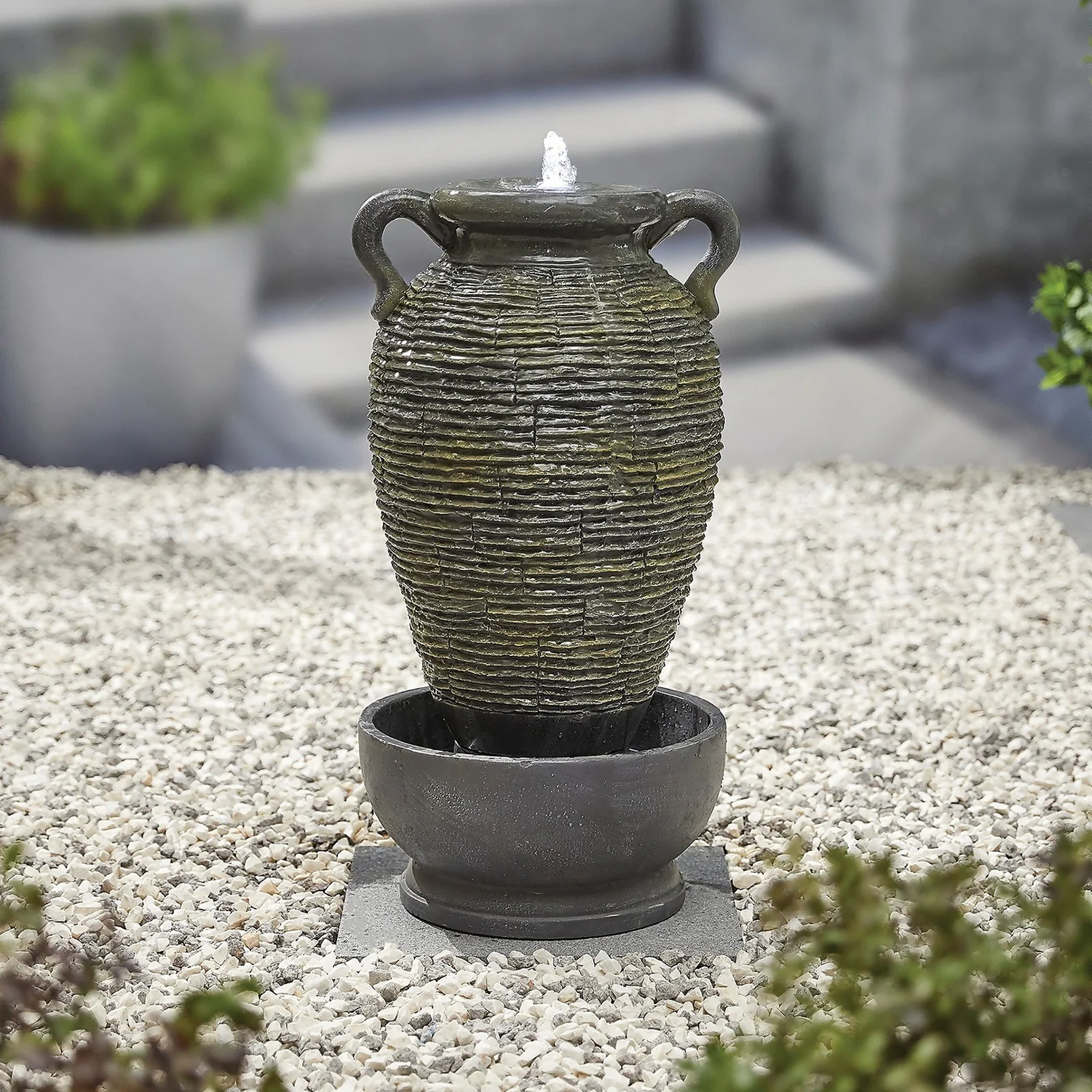 Stylish Fountain Rippling Vase Water Feature with LEDs Stylish Fountain Rippling Vase Water Feature With LEDs -Keter Store 13846051 1714962028367991
