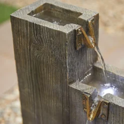 Stylish Fountain Coastal Sleepers Water Feature With LEDs -Keter Store 13846058 6494962027548508