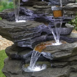Stylish Fountain Hinoki Springs Water Feature With LEDs -Keter Store 13846067 1164962027829983