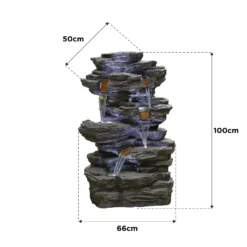 Stylish Fountain Hinoki Springs Water Feature With LEDs -Keter Store 13846067 1224962027971052