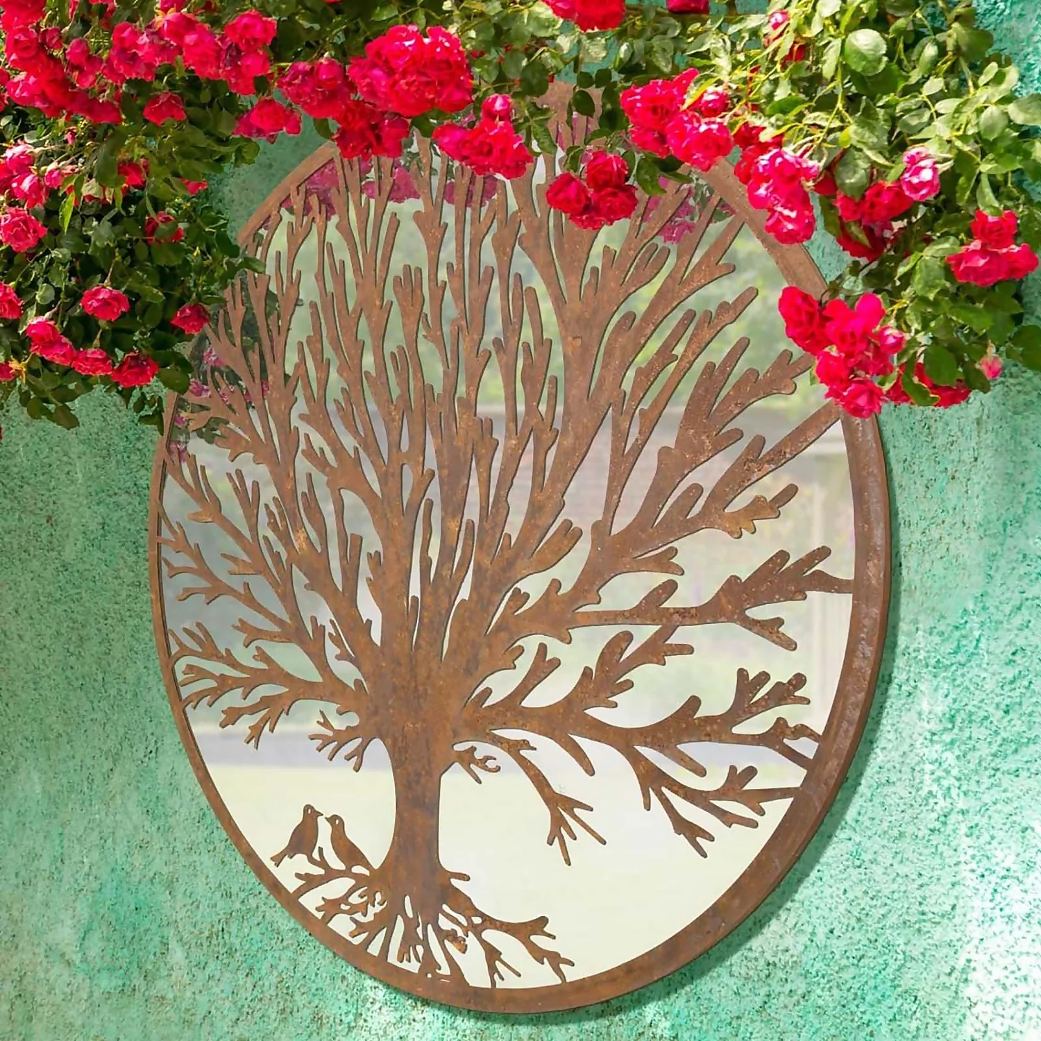 MirrorOutlet Birds Round Circular Garden Mirror - 100cm MirrorOutlet Birds Round Circular Garden Mirror - 100cm -Keter Store 13950586 1464987139280102