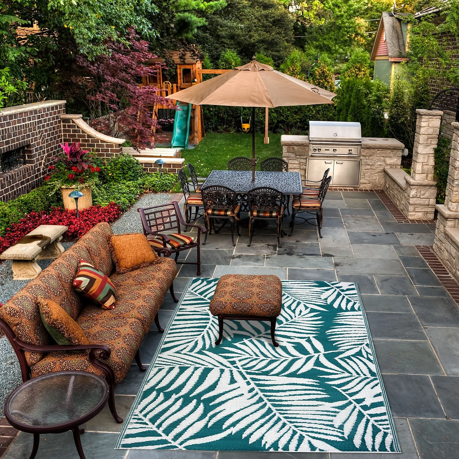 Homebase Outdoor Rug - Teal 120x180cm Homebase Outdoor Rug - Teal 120x180cm -Keter Store 13953333 1274989199482873