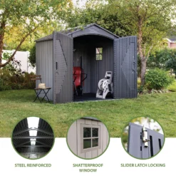 Lifetime 7x7ft Outdoor Storage Shed - Rough-Cut Grey -Keter Store 13997403 2055000054879100