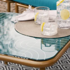 Omari Metal Garden Corner Sofa Set - Teal & Gold -Keter Store 14005699 4965022704578830