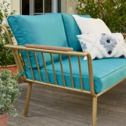 Omari Metal Garden Sofa Set - Teal & Gold 2 Omari Metal Garden Sofa Set - Teal & Gold -Keter Store 14005703 3075022638036340