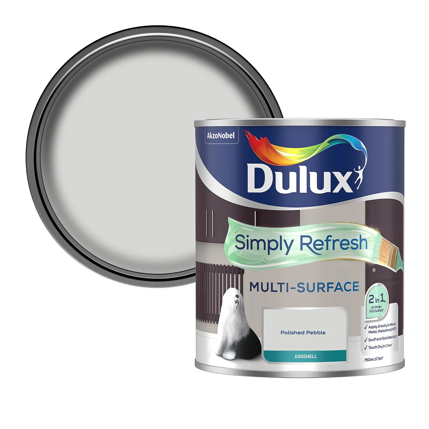 Dulux Simply Refresh Multi Surface Eggshell Paint Polished Pebble - 750ml Dulux Simply Refresh Multi Surface Eggshell Paint Polished Pebble - 750ml -Keter Store 14272816 6195036402494959