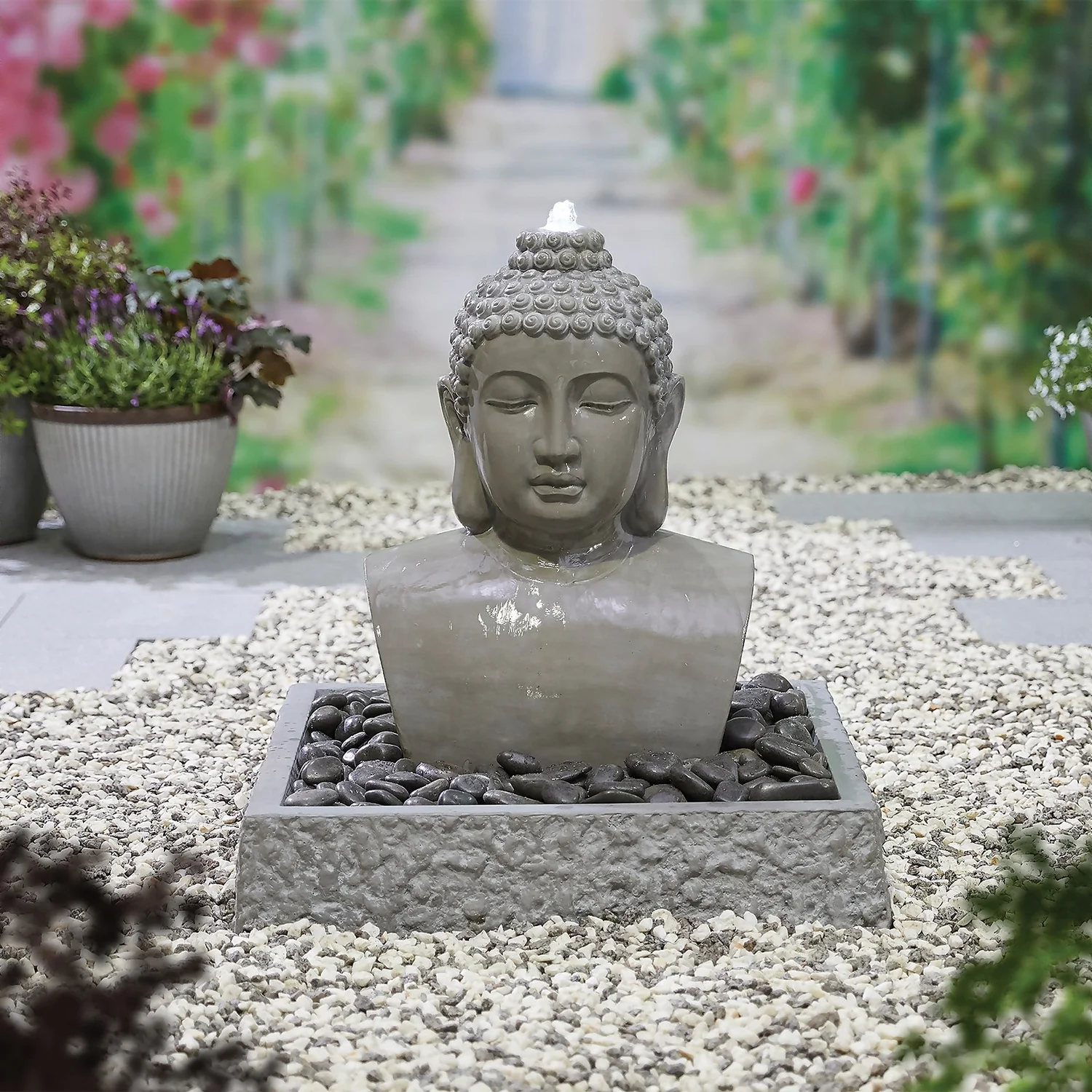 Stylish Fountain Lotus Buddha Water Feature with LEDs Stylish Fountain Lotus Buddha Water Feature With LEDs -Keter Store 14519362 1725047822576716