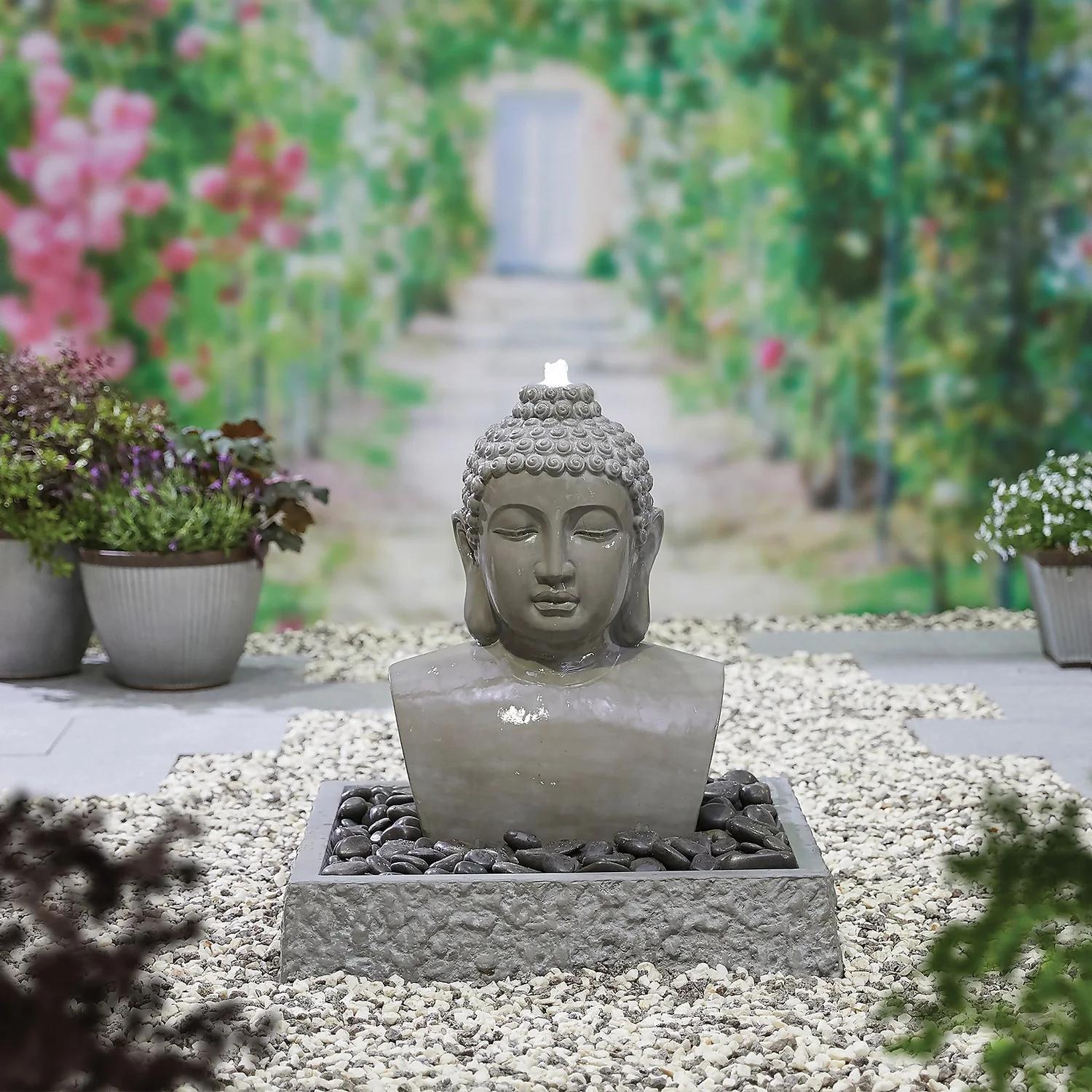 Stylish Fountain Lotus Buddha Water Feature with LEDs Stylish Fountain Lotus Buddha Water Feature With LEDs -Keter Store 14519362 2455047822535952