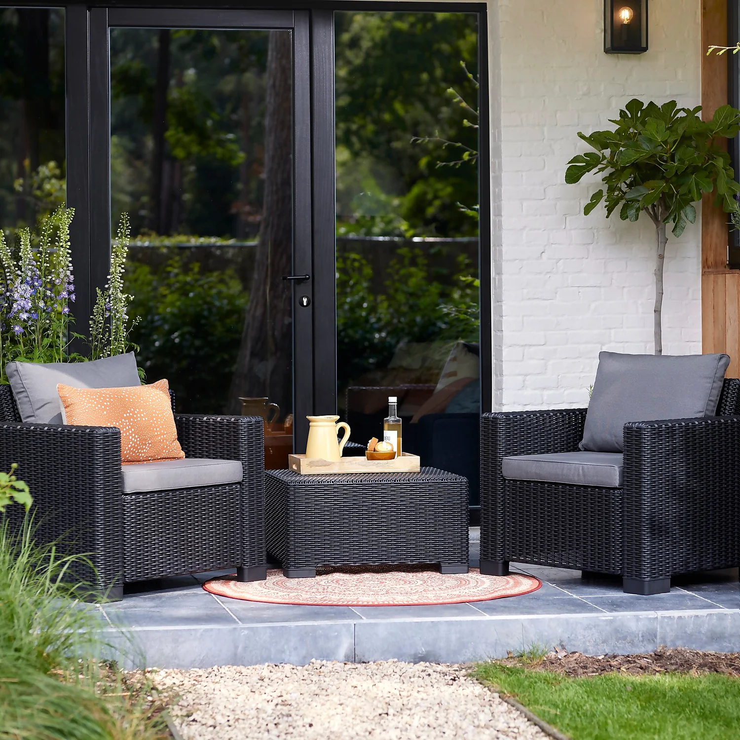 Keter California 2 Seater Outdoor Balcony Garden Furniture Set - Graphite with Grey Cushions Keter California 2 Seater Outdoor Balcony Garden Furniture Set - Graphite With Grey Cushions -Keter Store 14539588 1355041802454156