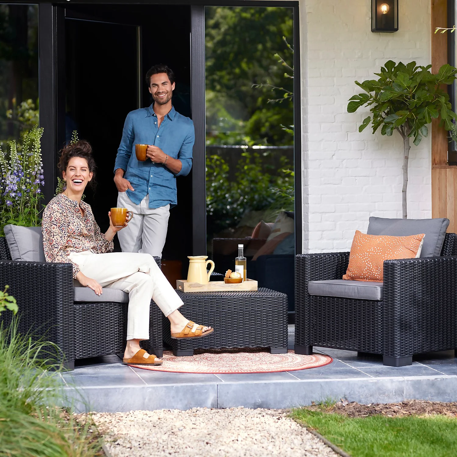 Keter California 2 Seater Outdoor Balcony Garden Furniture Set - Graphite with Grey Cushions Keter California 2 Seater Outdoor Balcony Garden Furniture Set - Graphite With Grey Cushions -Keter Store 14539588 1405041802205543