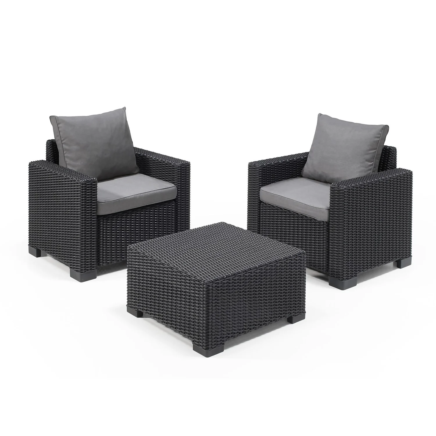 Keter California 2 Seater Outdoor Balcony Garden Furniture Set - Graphite with Grey Cushions Keter California 2 Seater Outdoor Balcony Garden Furniture Set - Graphite With Grey Cushions -Keter Store 14539588 1655041802163957