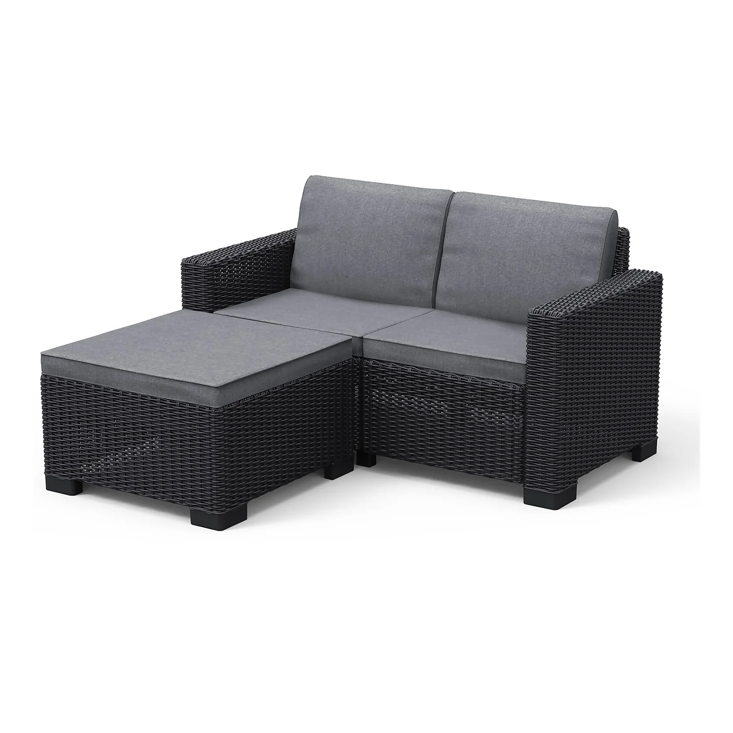 Keter California 2 Seater Outdoor Balcony Garden Furniture Chaise Lounge - Graphite with Grey Cushions Keter California 2 Seater Outdoor Balcony Garden Furniture Chaise Lounge - Graphite With Grey Cushions -Keter Store 14539590 1085041802121324