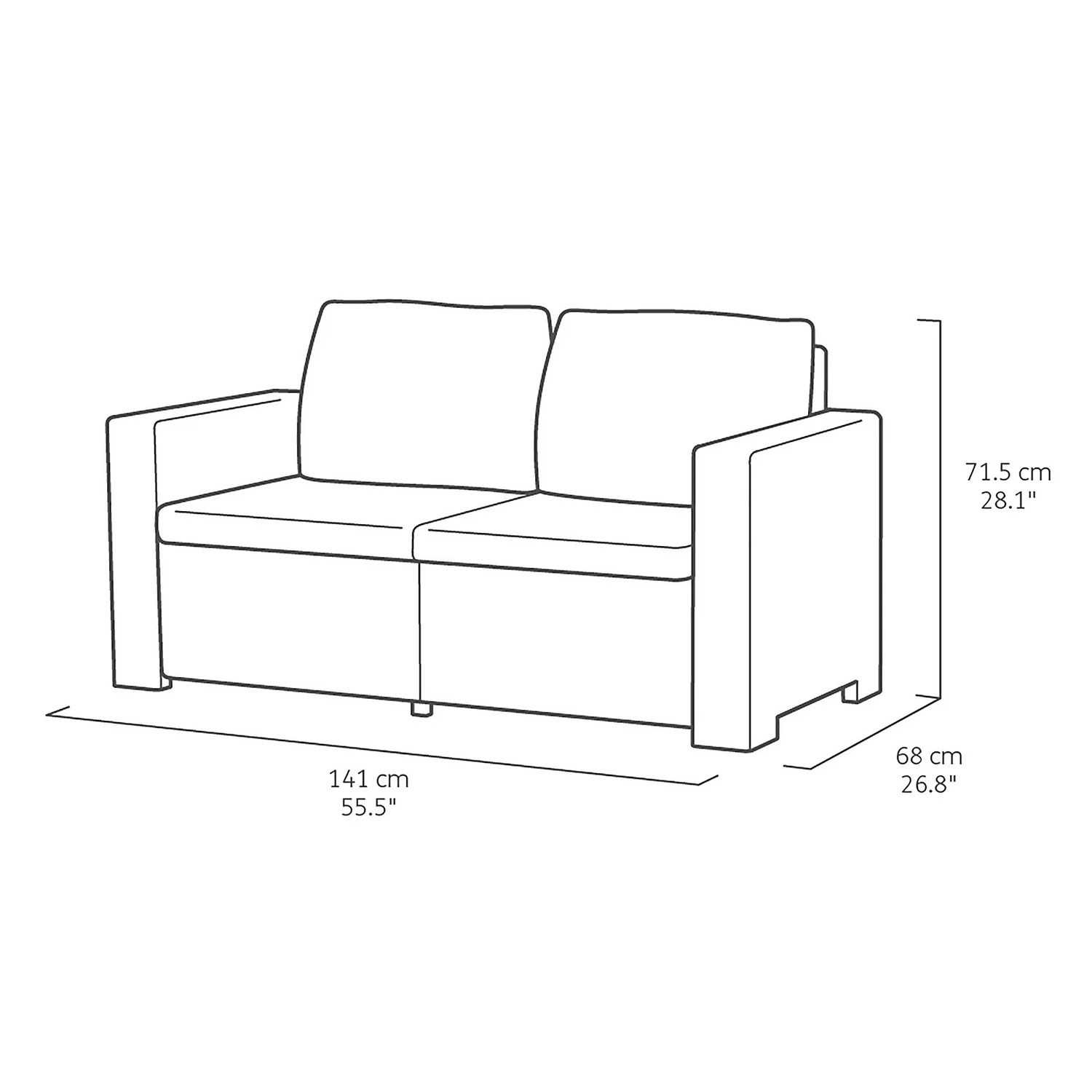 Keter California 2 Seater Outdoor Balcony Garden Furniture Chaise Lounge - Graphite with Grey Cushions Keter California 2 Seater Outdoor Balcony Garden Furniture Chaise Lounge - Graphite With Grey Cushions -Keter Store 14539590 1495041802386050