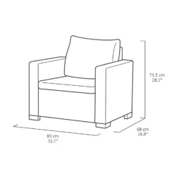 Keter California 2 Seater Outdoor Balcony Deluxe Garden Furniture Set - Graphite With Grey Cushions -Keter Store 14539592 1535041802417805