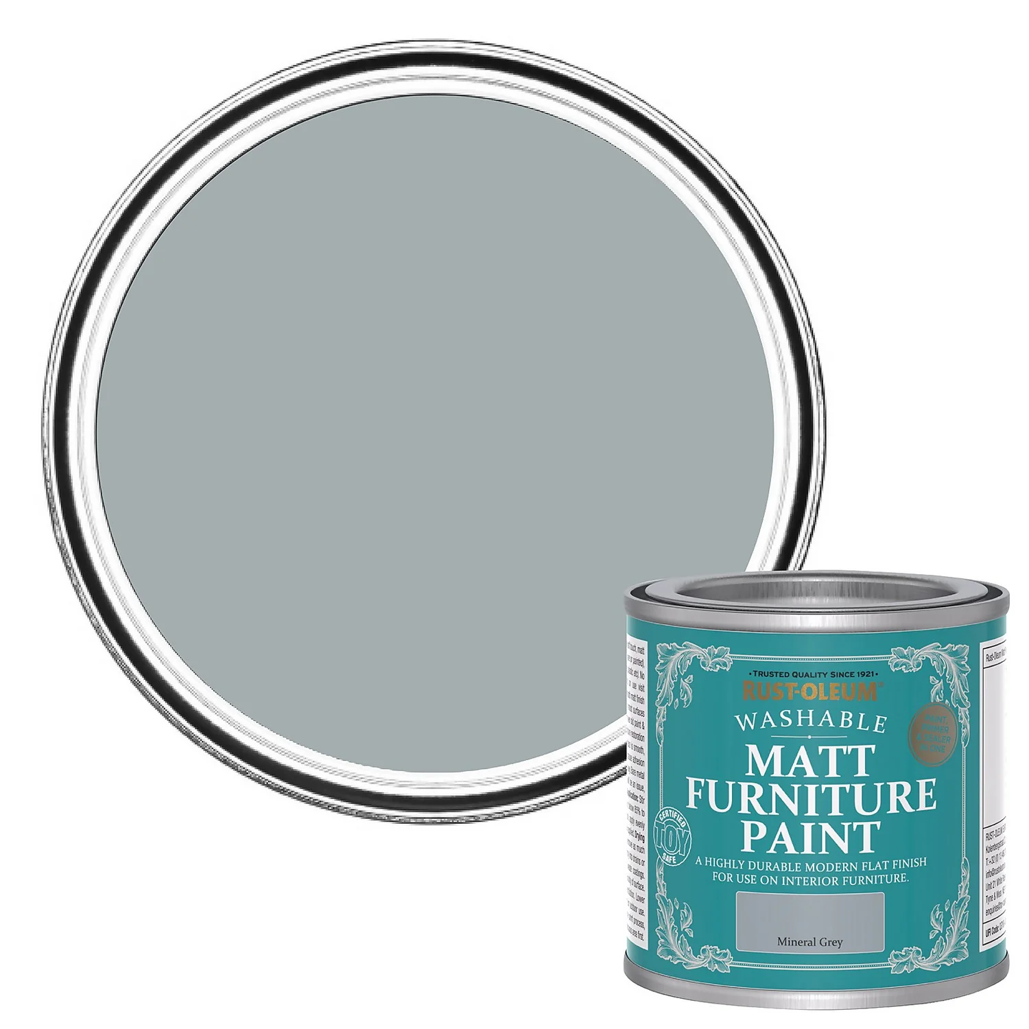 Rust-Oleum Matt Furniture Paint Mineral Grey - 125ml Rust-Oleum Matt Furniture Paint Mineral Grey - 125ml -Keter Store 14606504 1855053509488001